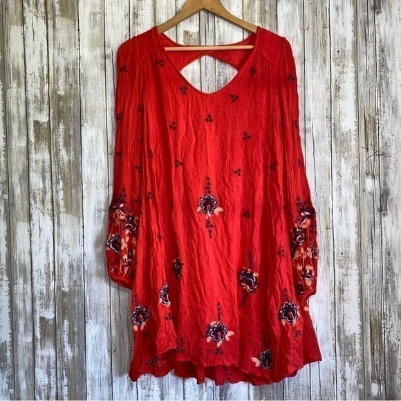 Free People Oxford Floral Embroidered Open Back Mini Dress - Picture 2 of 11